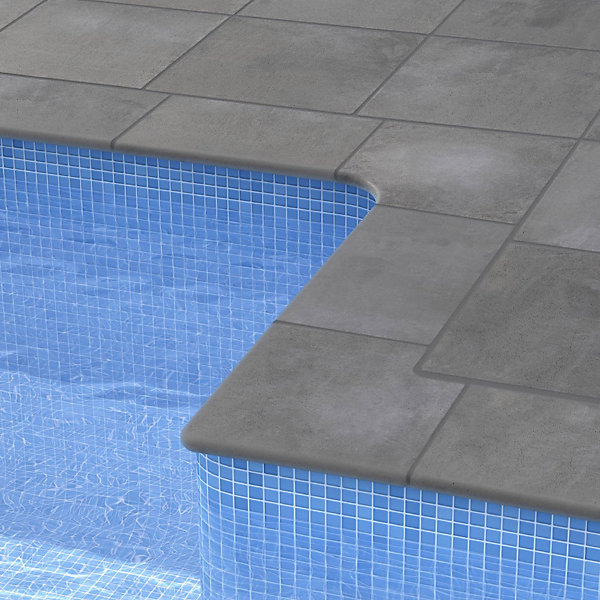 Margelle de piscine angle intérieur Garonne Pirineos béton L.40 X l.30 X ép.3 cm