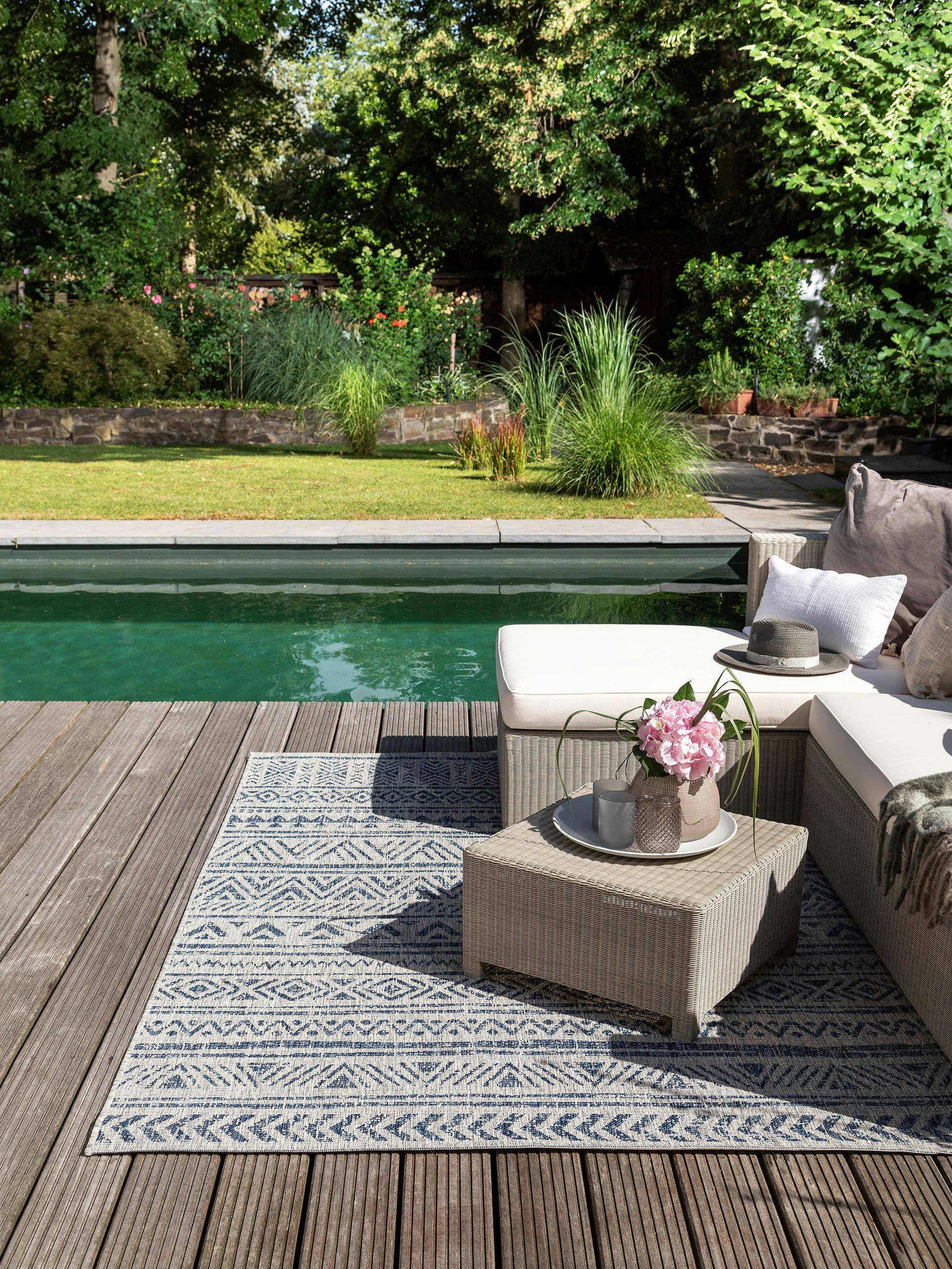 CLEO - Tapis d'extérieur & intérieur bleu 80x150