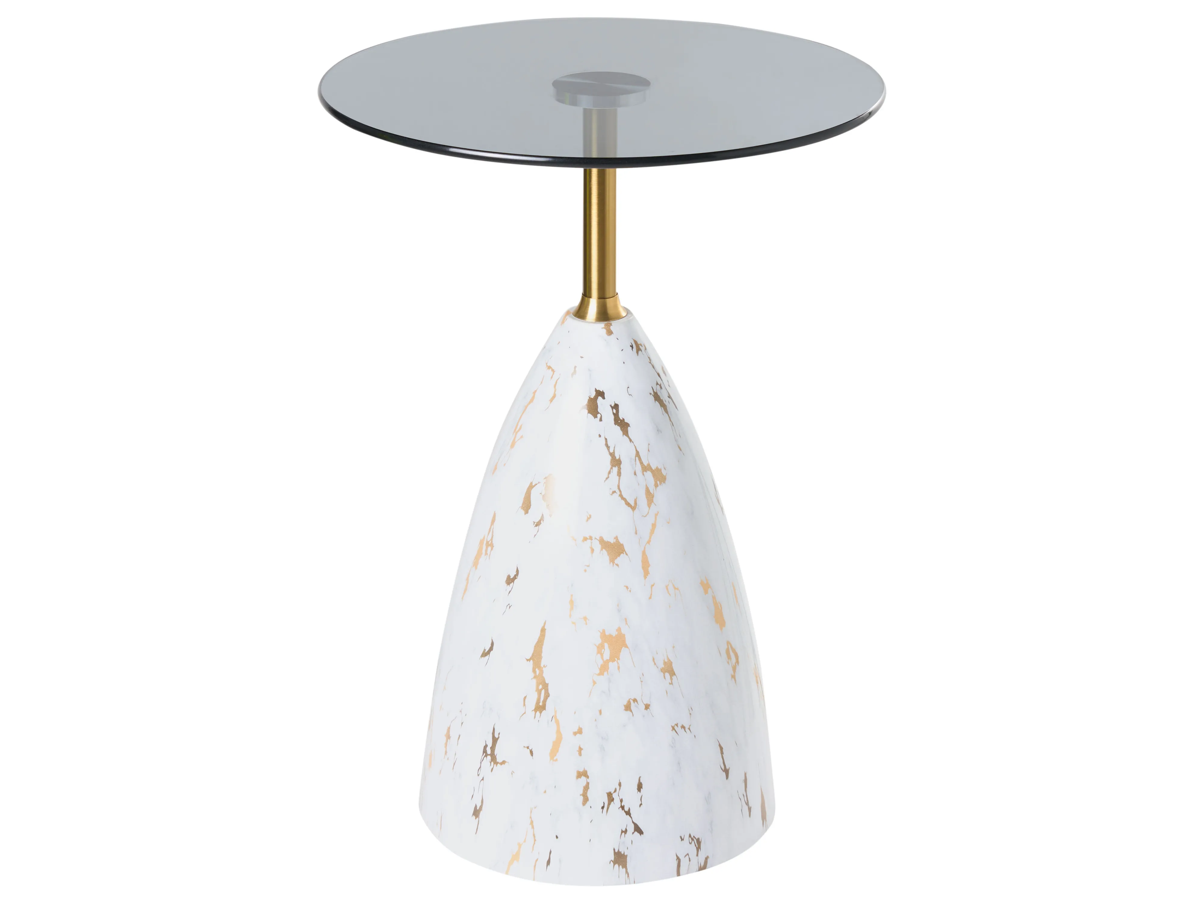 Side Table WABBY Tempered Glass White Marble