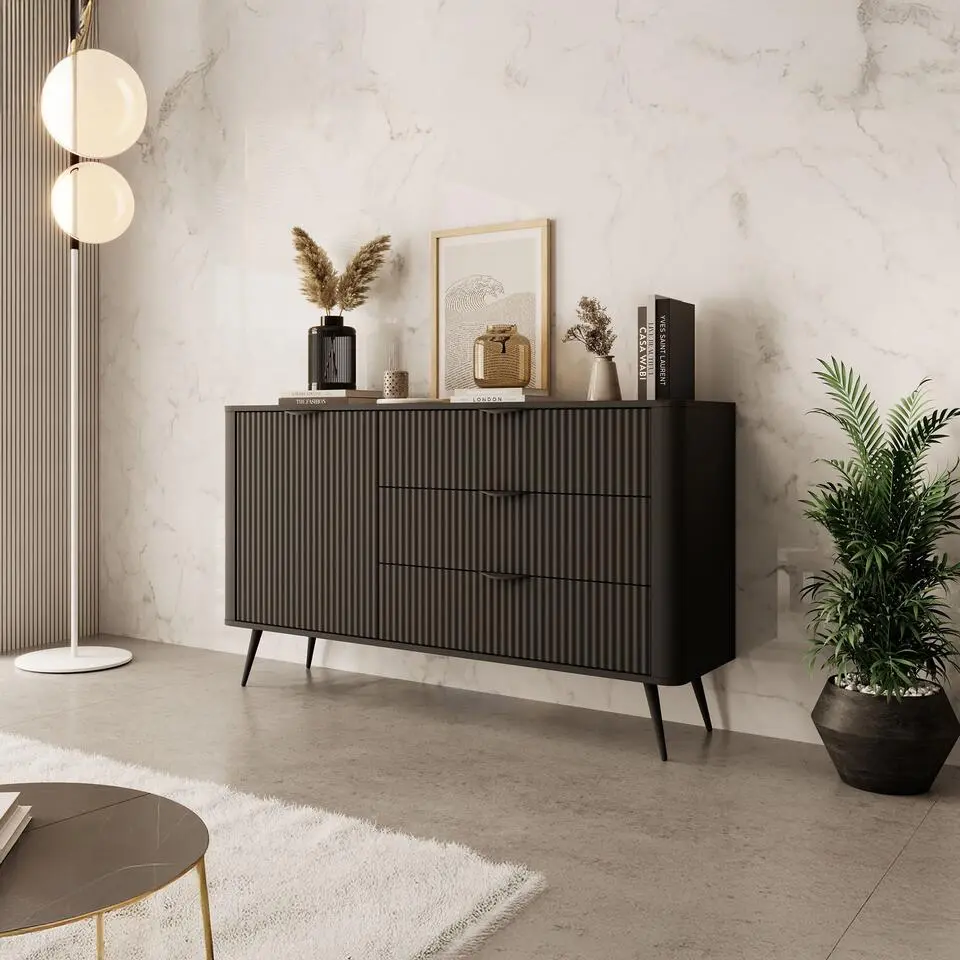 Meubella - Dressoir Lima - Zwart - 138 cm