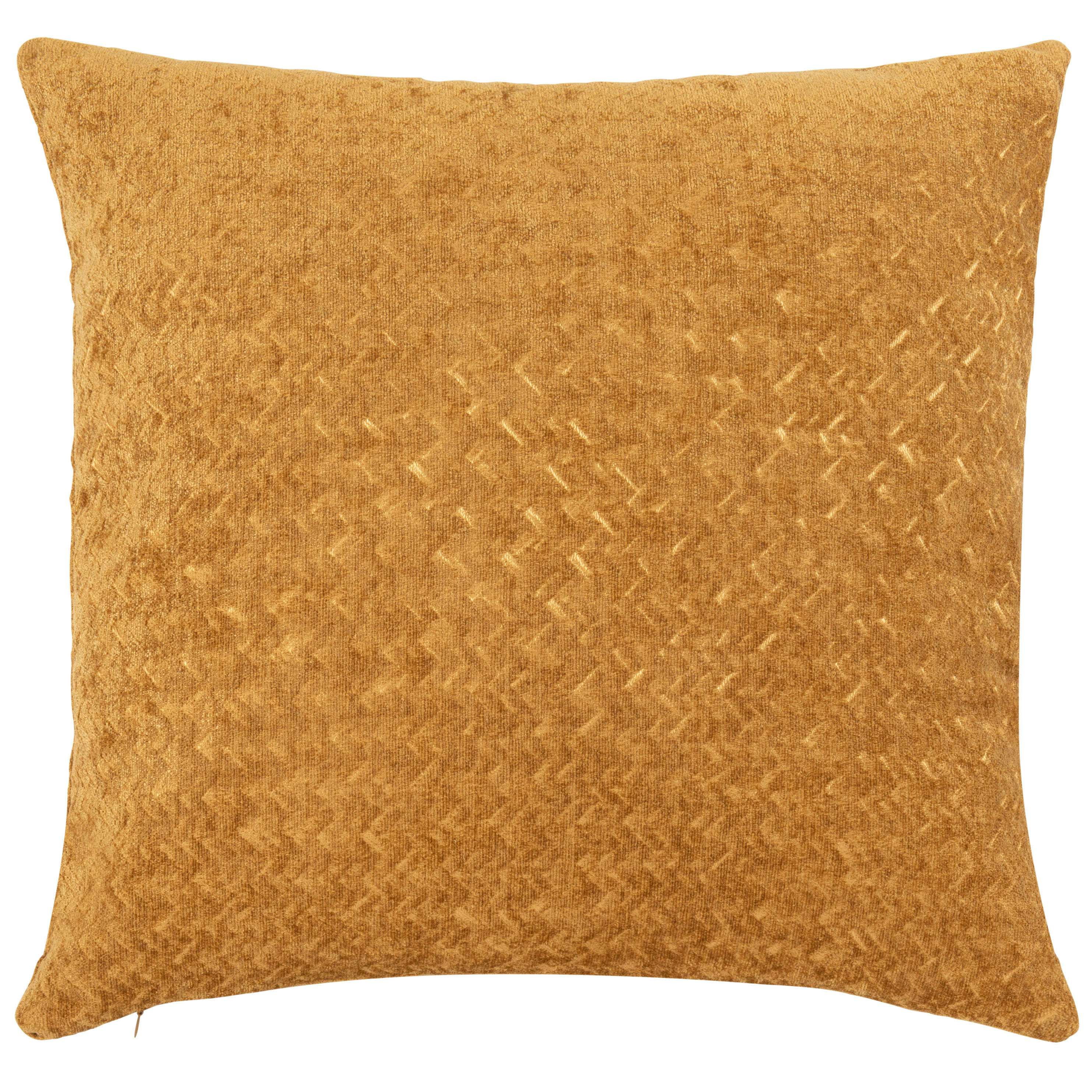 MISAMIS - Coussin en polyester recyclé à reliefs jaune moutarde 45x45