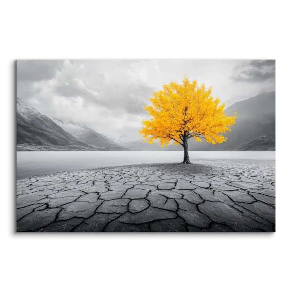 Obraz Abstrakcyjne Żółte Drzewo 30x20cm