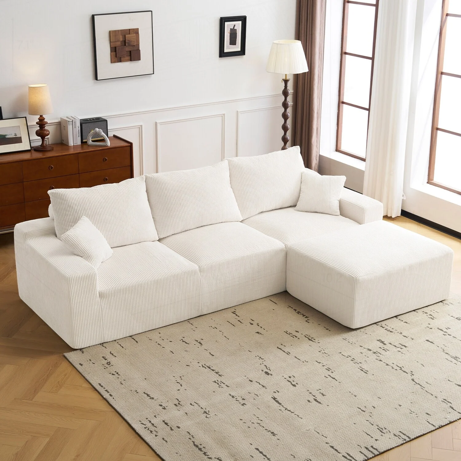 Comfortable L-Shaped Sectional Sofa with Advanced Features for Living Room