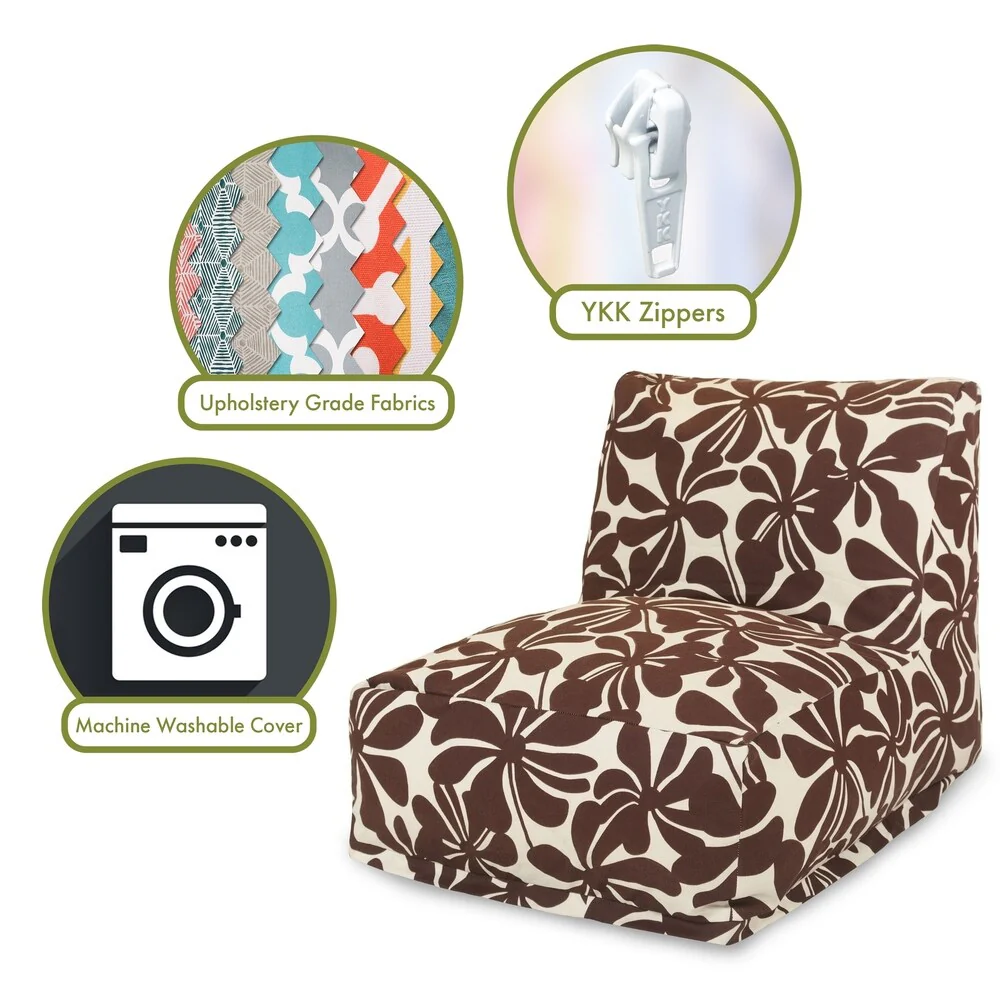 Majestic Home Goods Indoor Outdoor Plantation Bean Bag Chair Lounger 36 in L x 27 in W x 24 in H