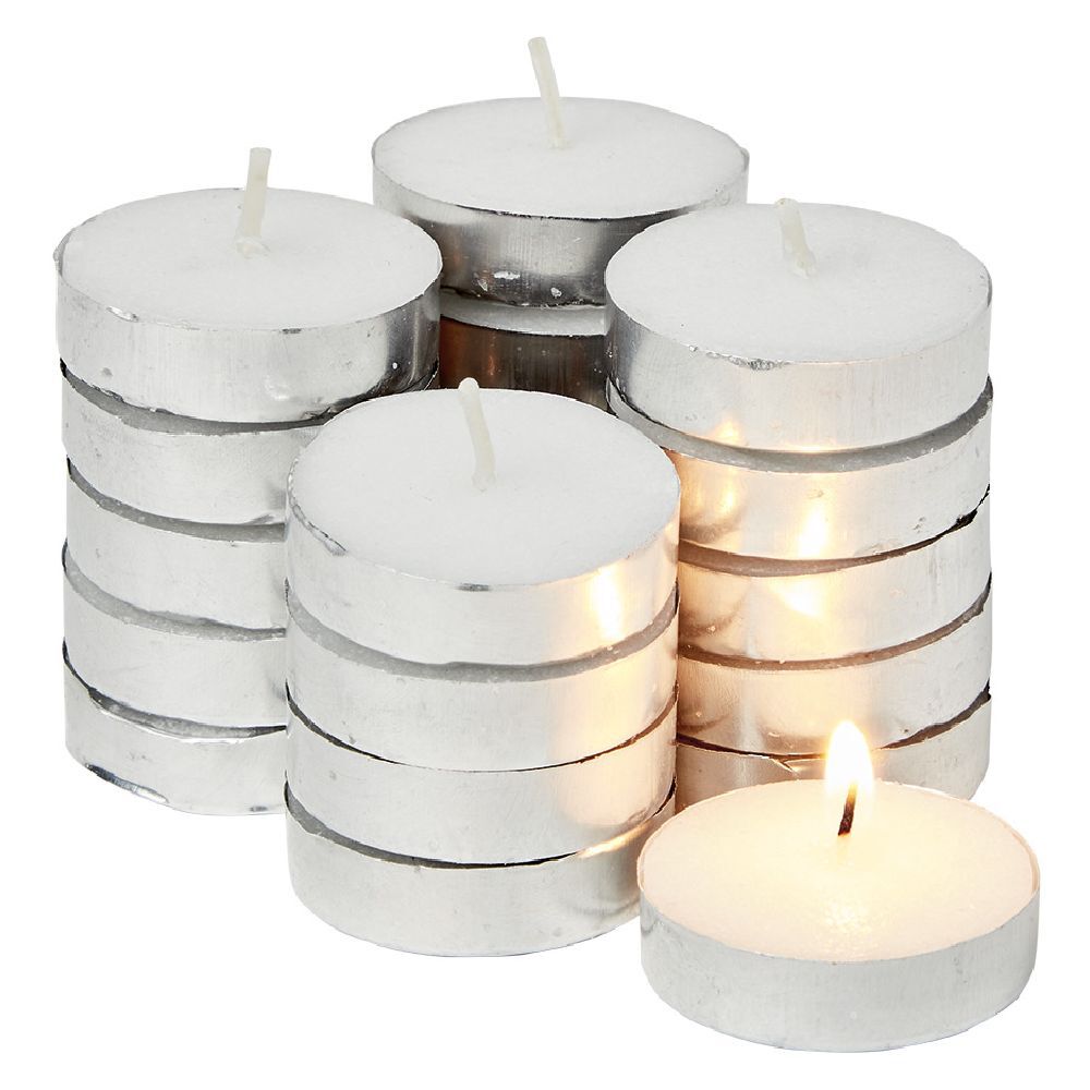 Lot de 20 bougies chauffe-plat Ø3.5cm blanc