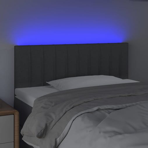 NNEVL LED Headboard Dark Grey 100x5x78/88 cm Fabric