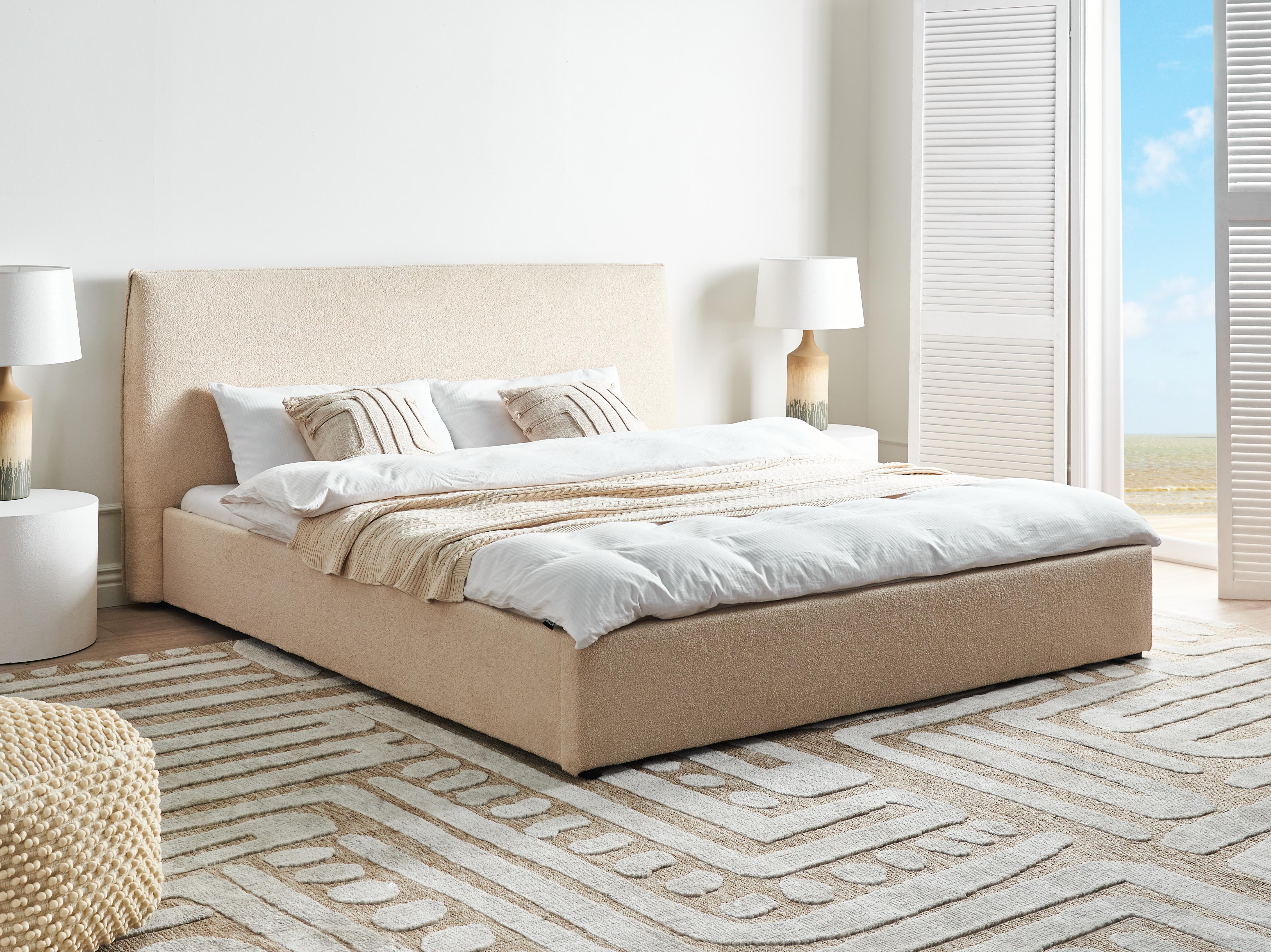 Bed Boucle LAVAUR 180 x 200 cm (EU Super King) Beige