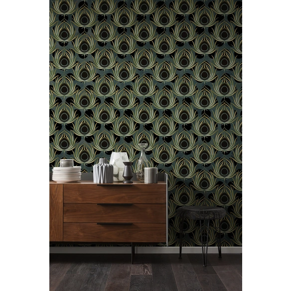 Vliestapete »Paon Vert«, Breite 200 cm, seidenmatt