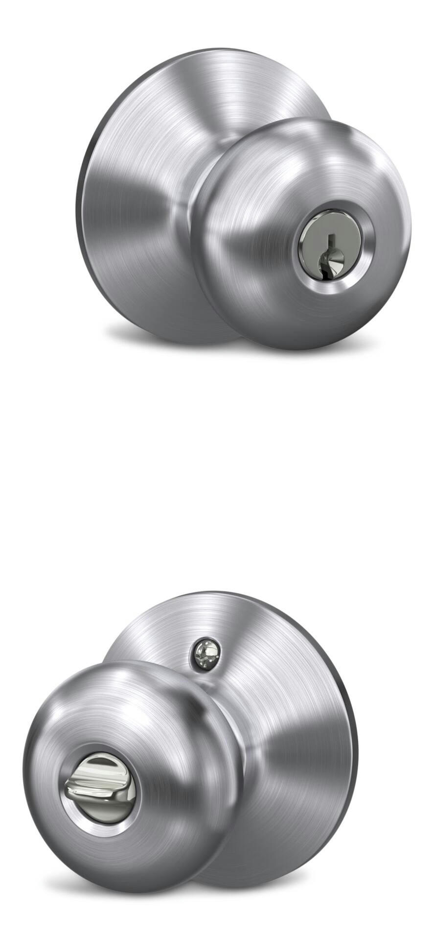 Schlage Contractor Plymouth Entry Keyed Door Knob Lock Set, Satin Chrome