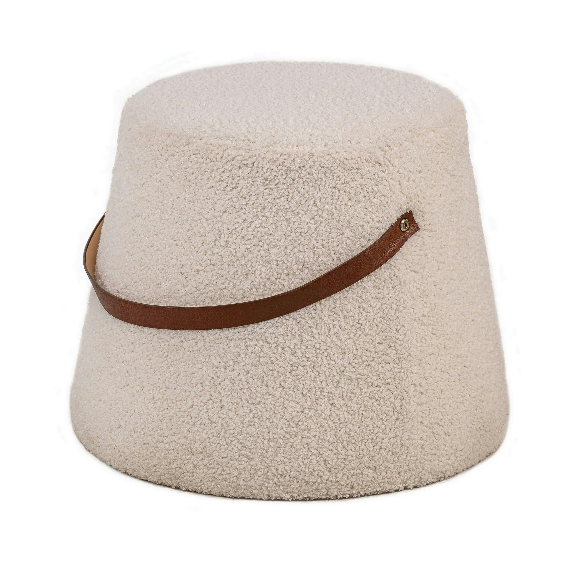 - Pouf en bouclettes blanc avec corde