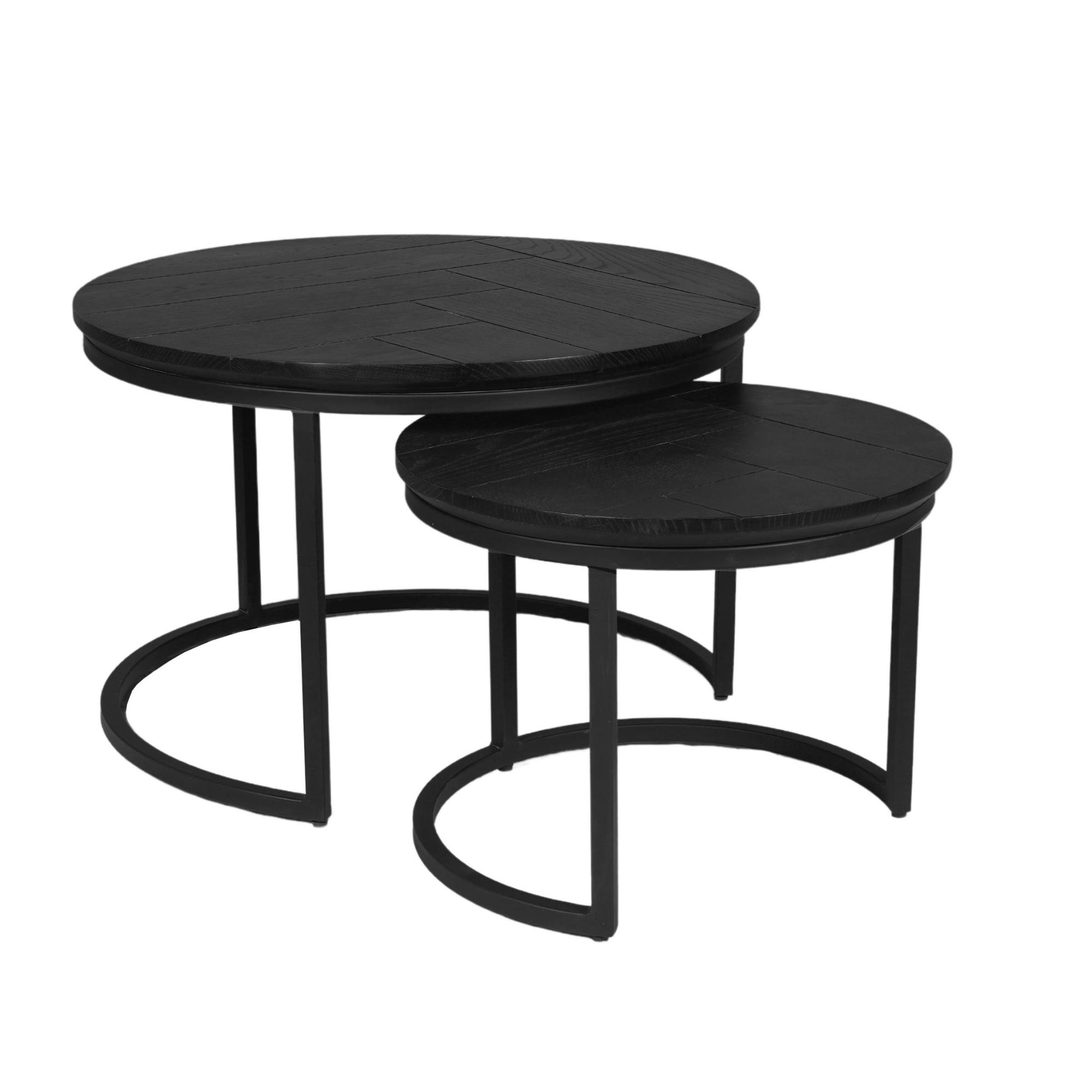 Table basse gigogne décor parquet noir (lot de 2) LEXTON