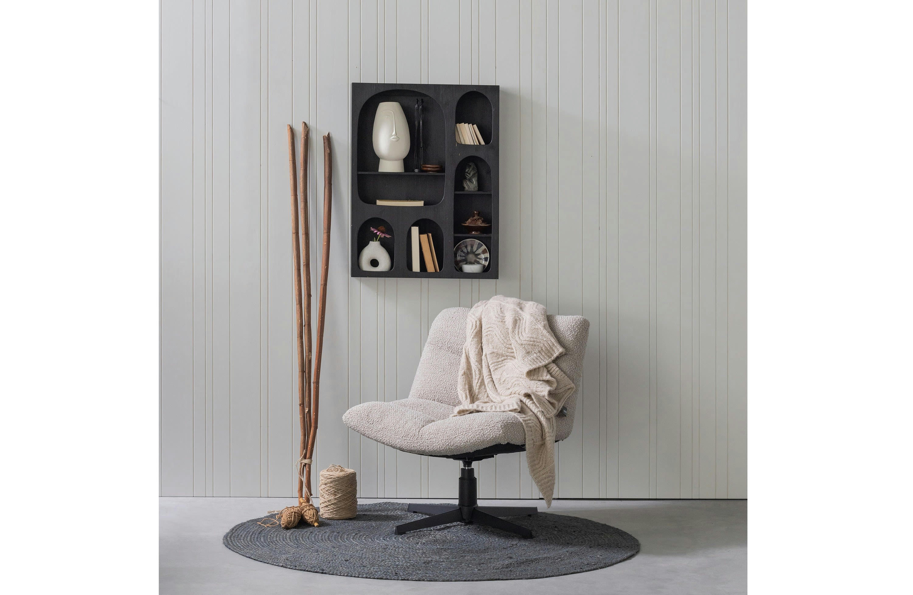 ROSS - Tapis rond en tissu de jute gris D150