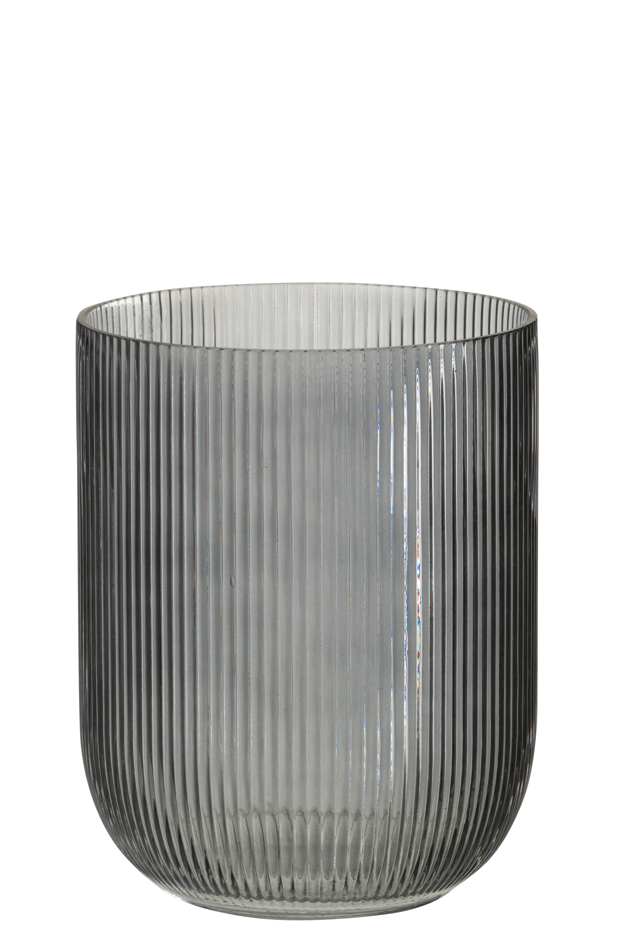 J-Line vaas Gestreept - glas - zwart - medium