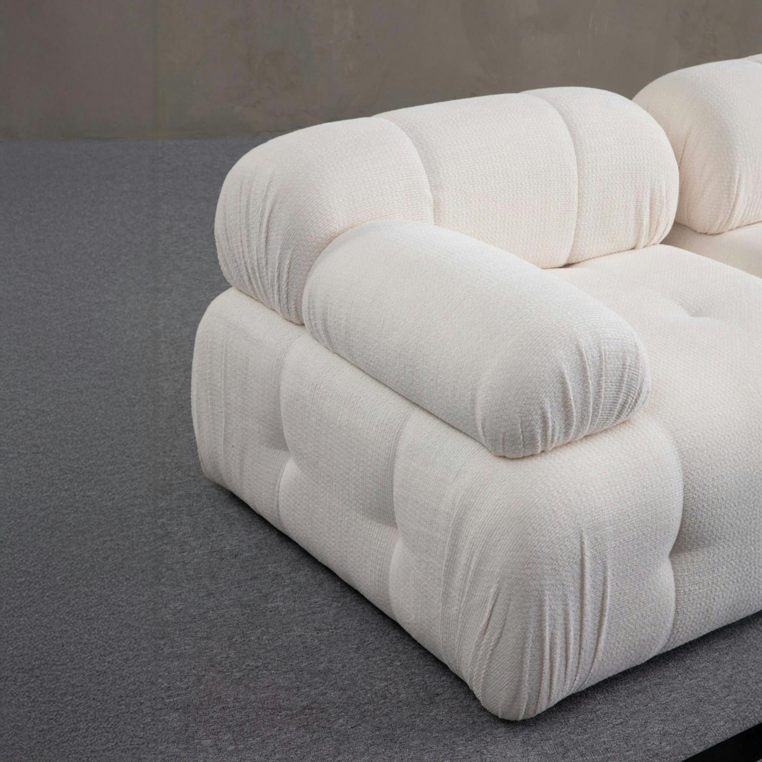 Canapé modulable 2 places blanc, assise profonde 190 cm ICA