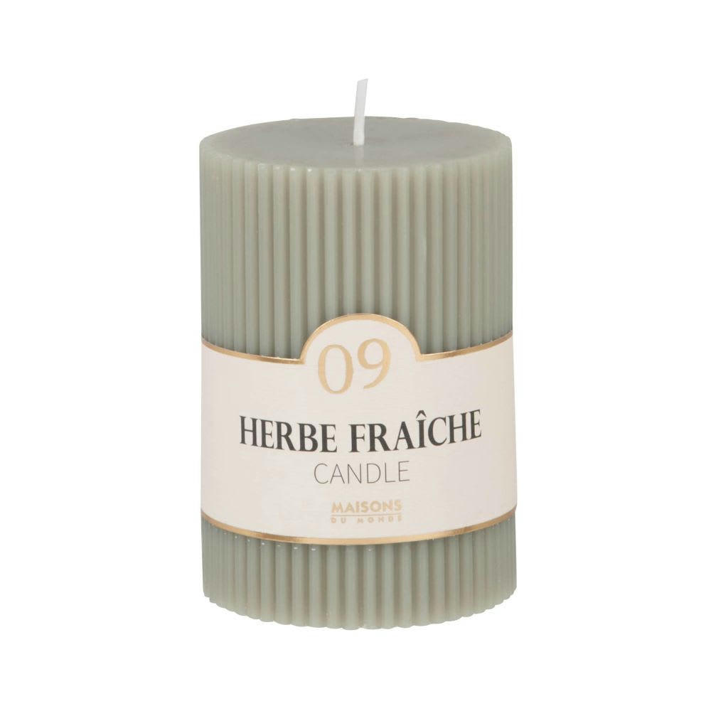 COLORAMA - Bougie striée parfumée verte H10, 340g