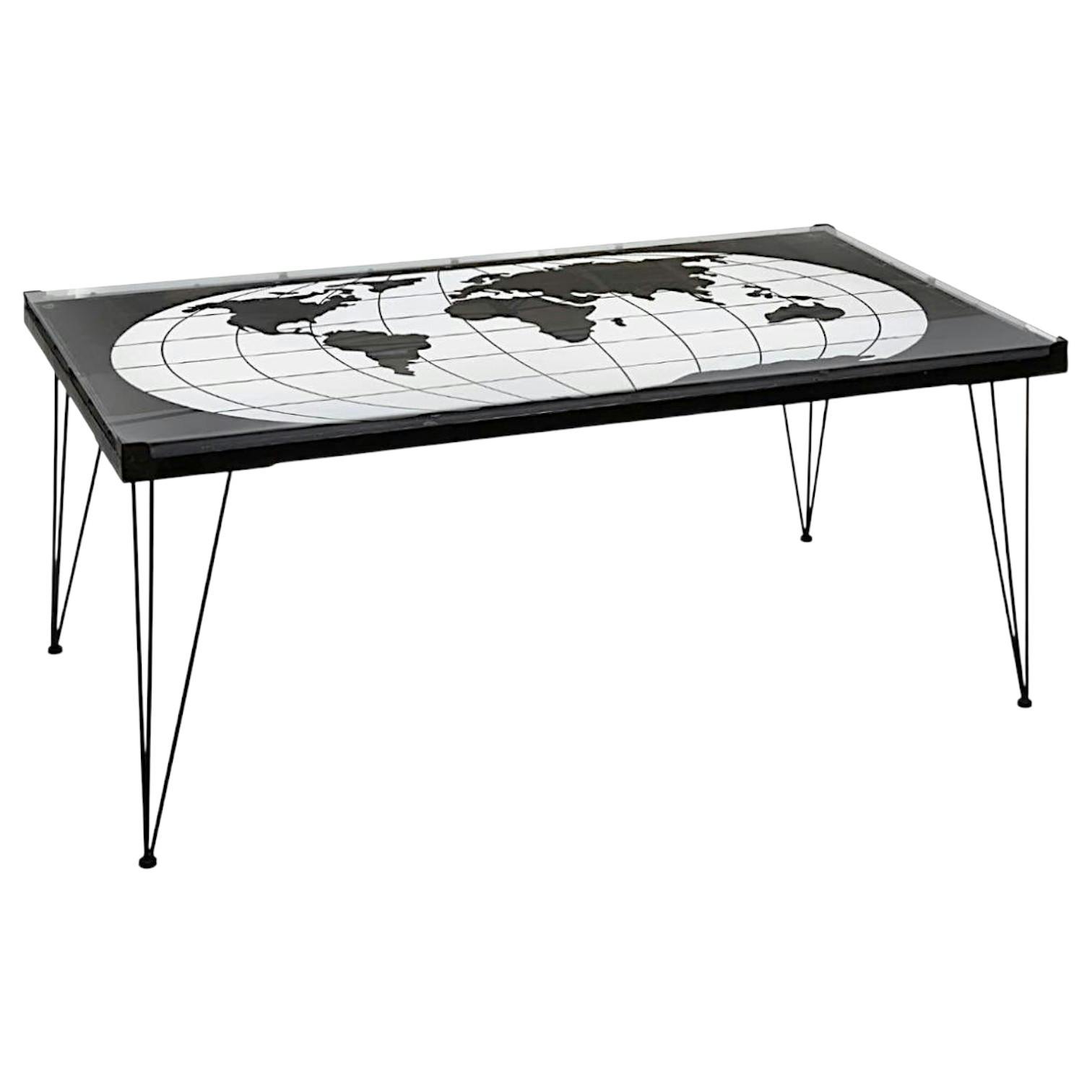 Table basse Mappemonde plateau verre
