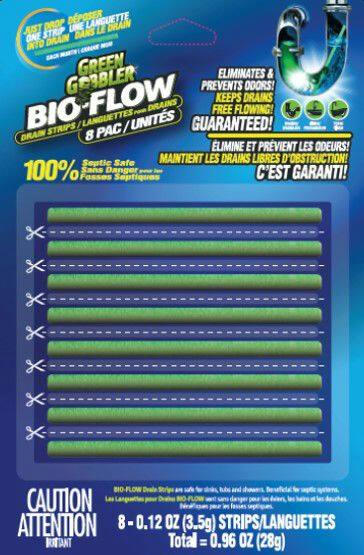 Green Gobbler Bio-Flow Septic Safe Drain Strips,  8-pc x 3.5-g