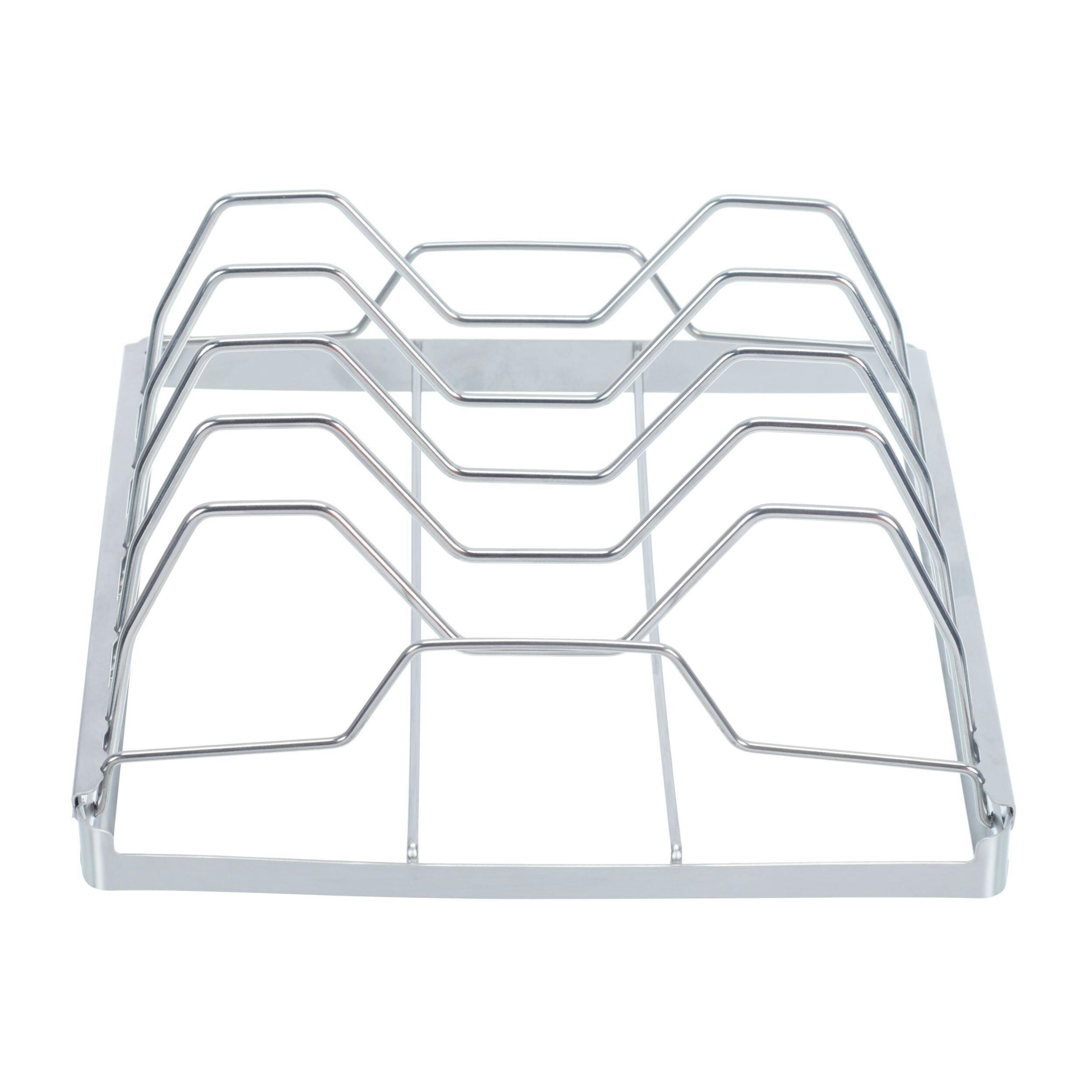 MASTER Chef Stainless Steel Folding BBQ Rib Rack, Roasting Stand, Holds 4 Full Racks of Ribs