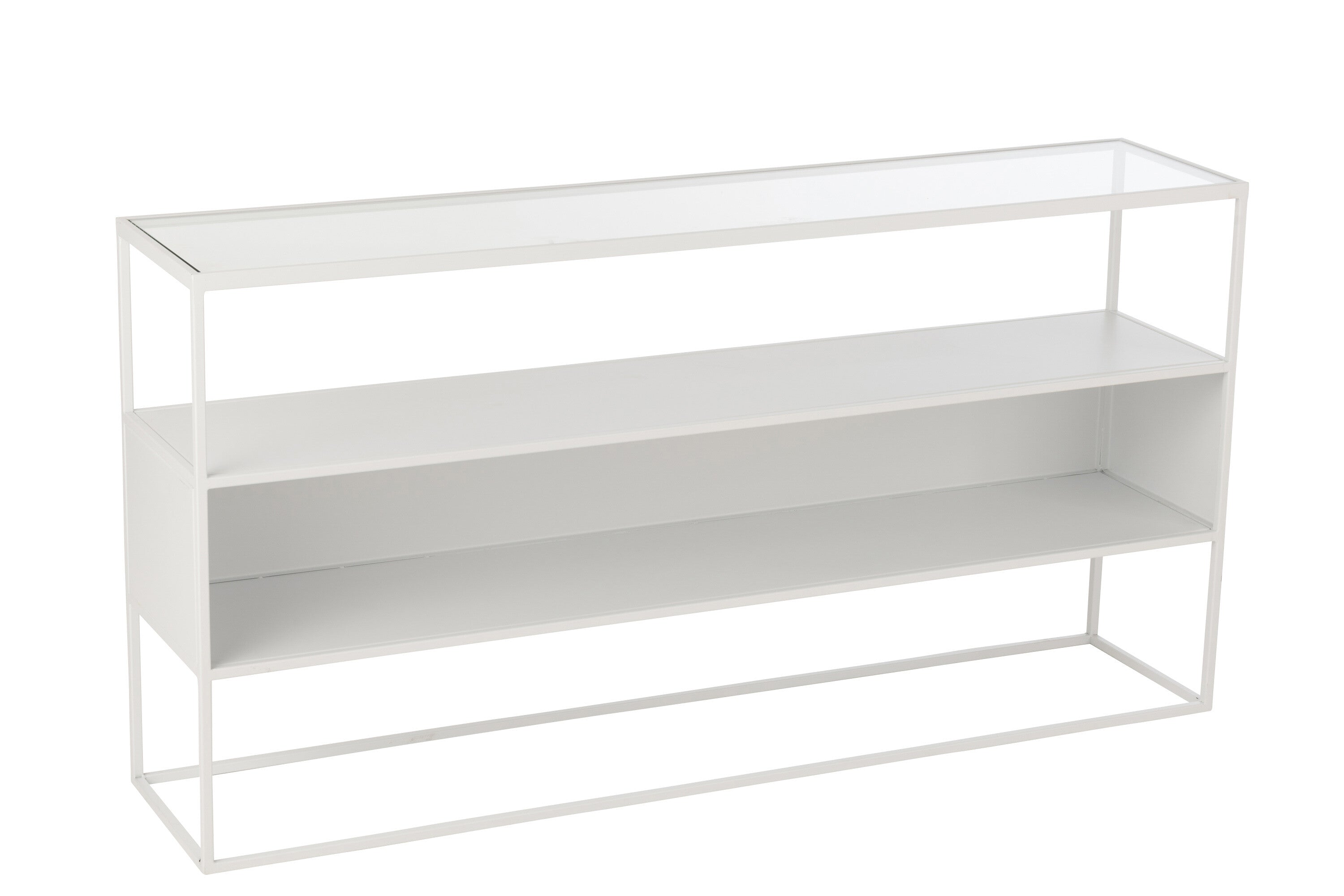 J-Line console Vierkant - metaal/glas - wit