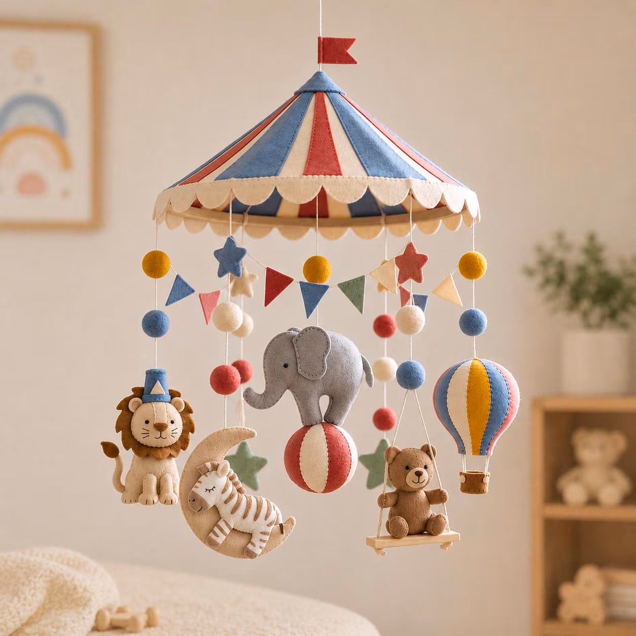 Circus Theme Baby Mobile, Funny Animal Nursery Decor, Cute Animal Nursery Gift, Baby Decor