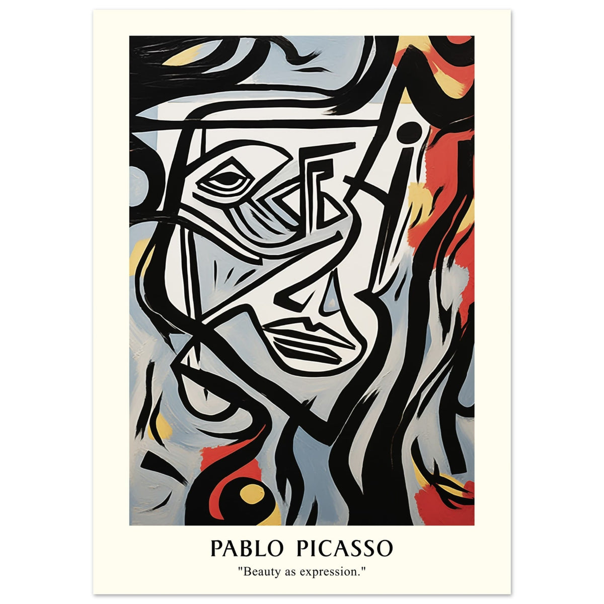 Artfulprints Poster Pablo Picasso - Beauty as expression  - 50x70 cm - Meerkleurig