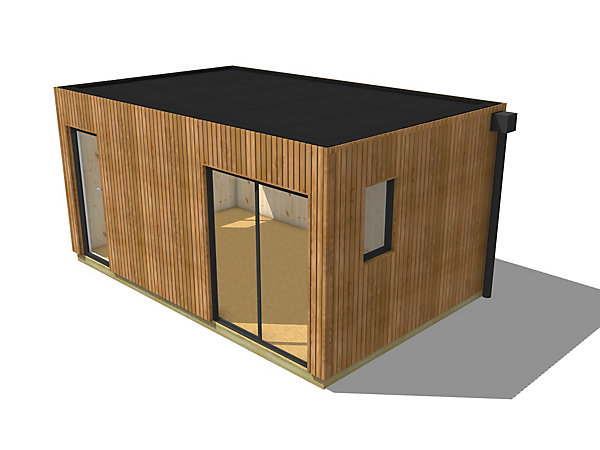 Bureau de jardin télétravail en bois 5,5 x 3,5 x 2,7 m avec plancher isolé