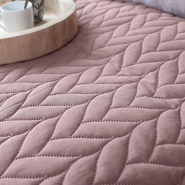 Couvre lit en microfibre dessin par ultrason (240x220 cm - Rose poudré)