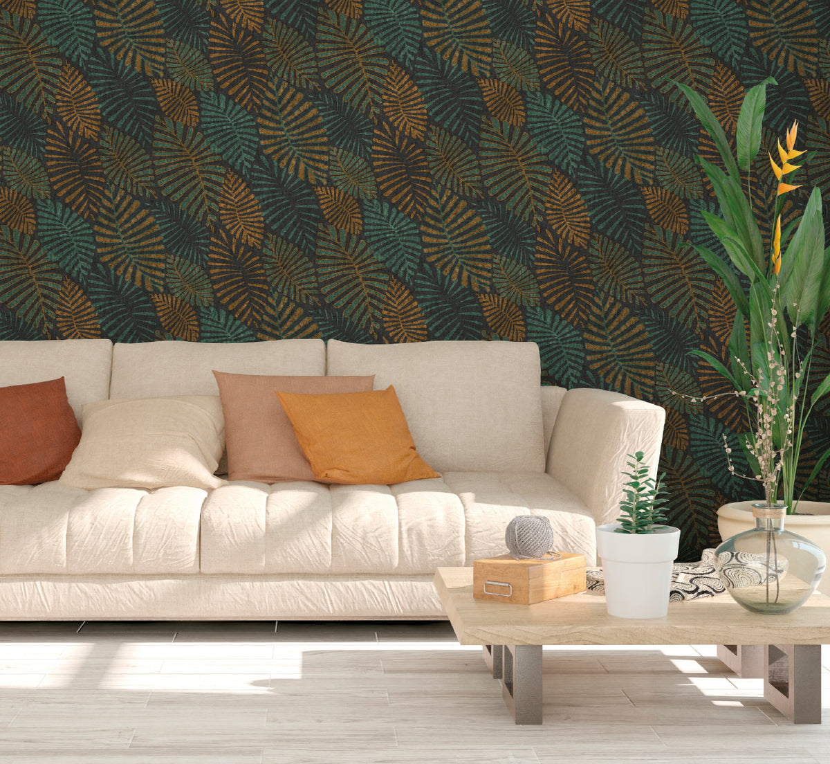 Sanders & Sanders behang bladeren geel en groen - 53 cm x 10 m - 640500