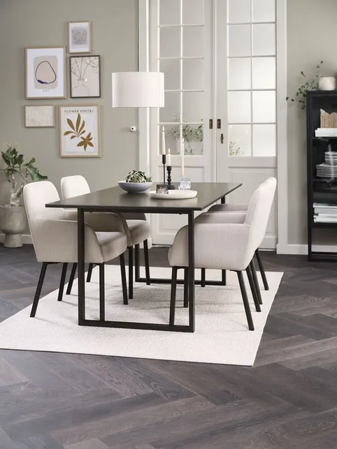 MOSELUND L180 bord keramik + 4 SOTTRUP beige/sort