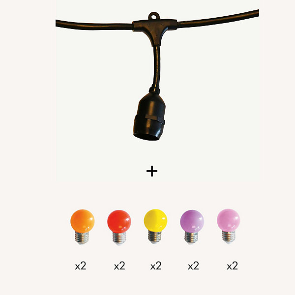 Guirlande guinguette Java E27 - 5m prolongeable - Chromex