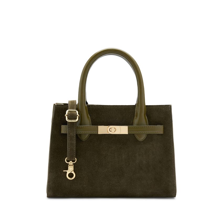 Manfield Olijfgroene suède handtas