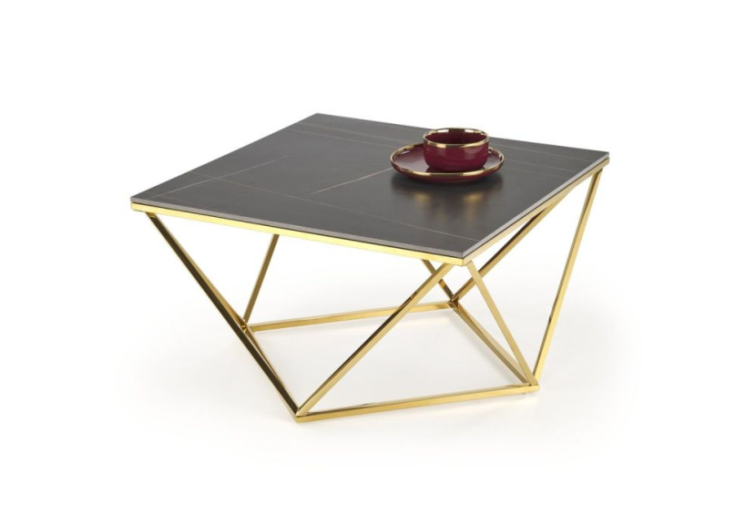 Ława FELICIA 80x80 czarny marmur/złota