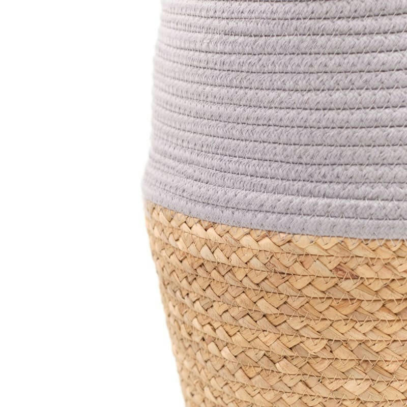 LA FACTORY - Panier long tressé en coton gris clair 30x50