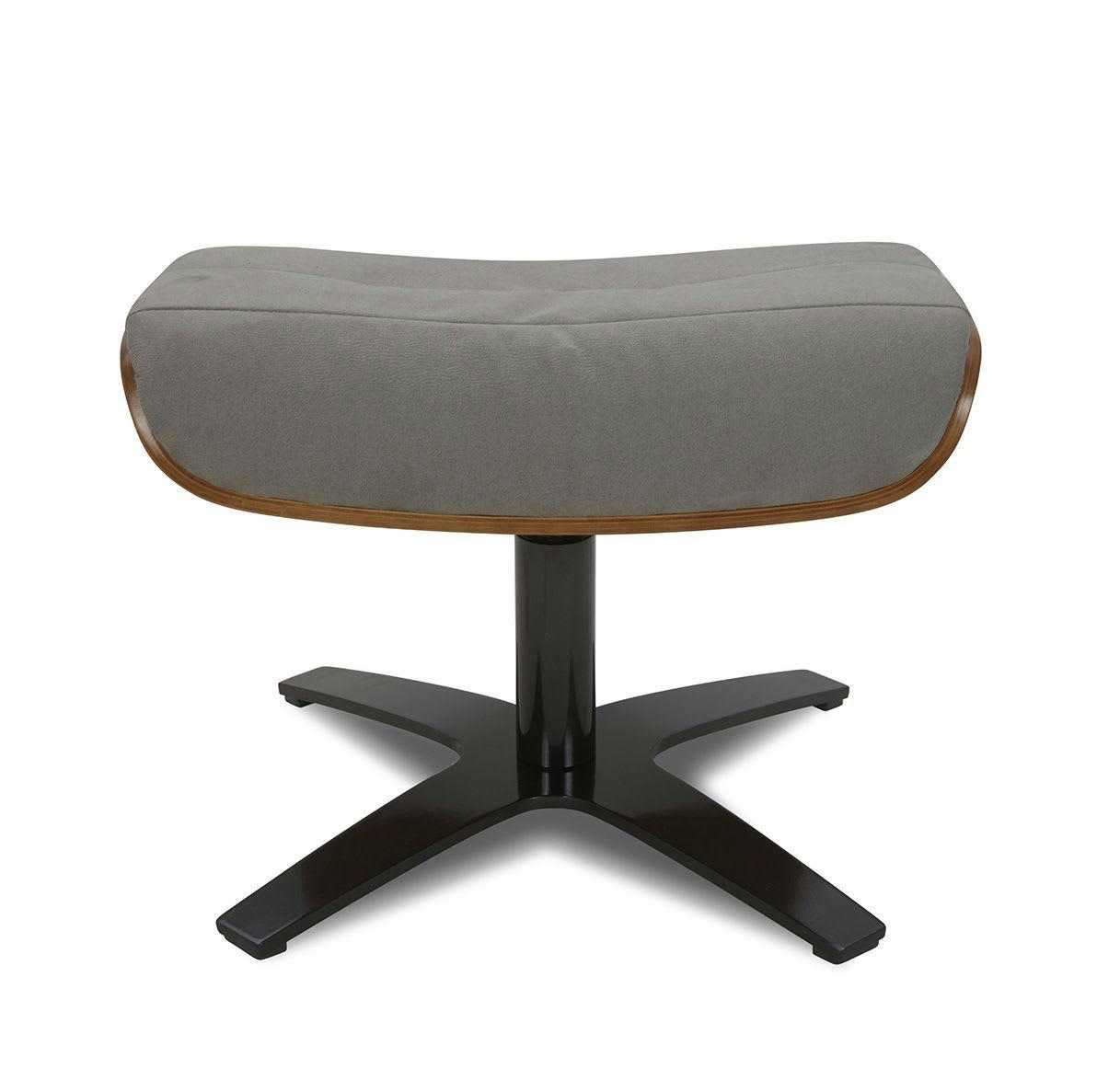 VÉGA - Pouf Microfibre et Chêne Naturel - Microfibre Anthracite