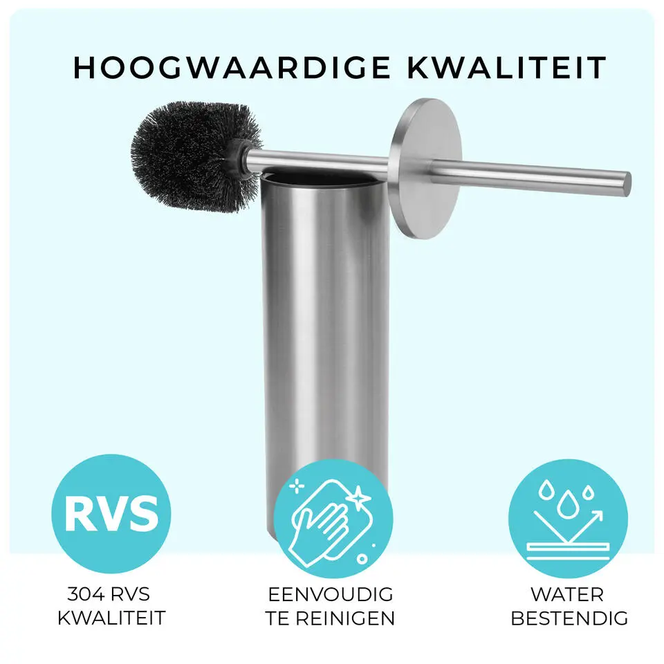 VDN Stainless Toiletborstel met houder - Zilver - RVS - Vrijstaand