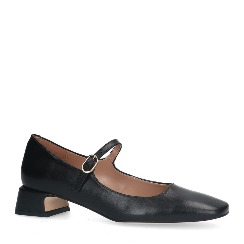 Manfield Zwarte leren pumps