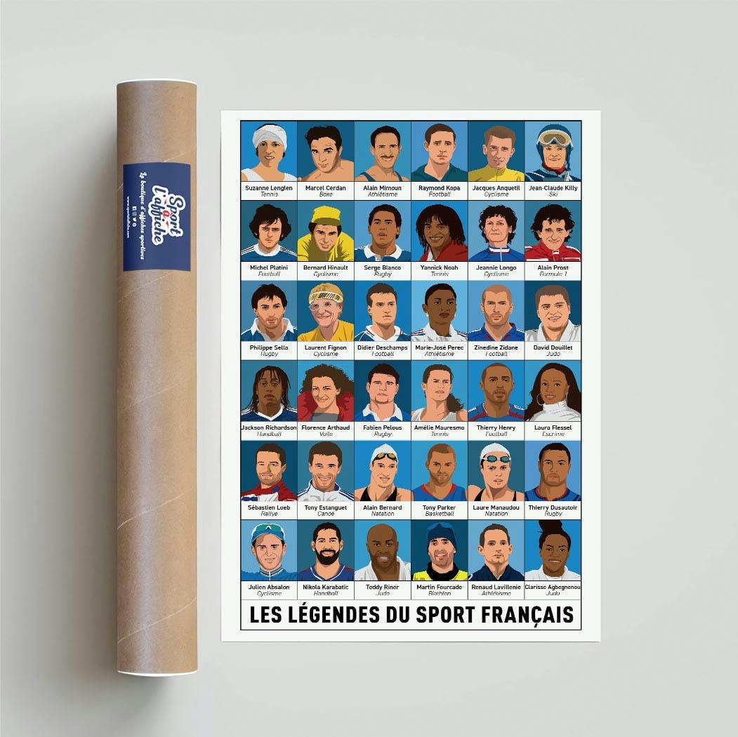 LÉGENDES - Affiche Les Légendes du Sport Français 40x60 cm