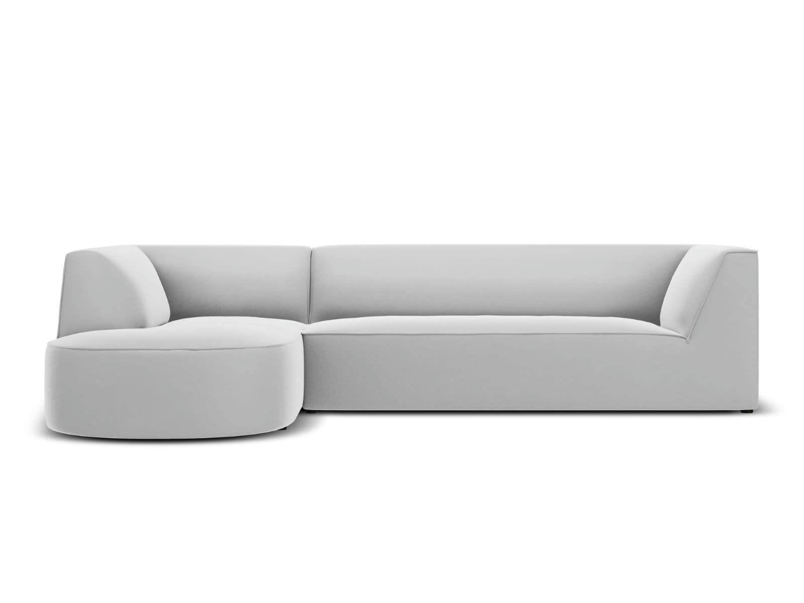 CHARLES - Canapé D'Angle Gauche 4 places en Velours Gris Clair