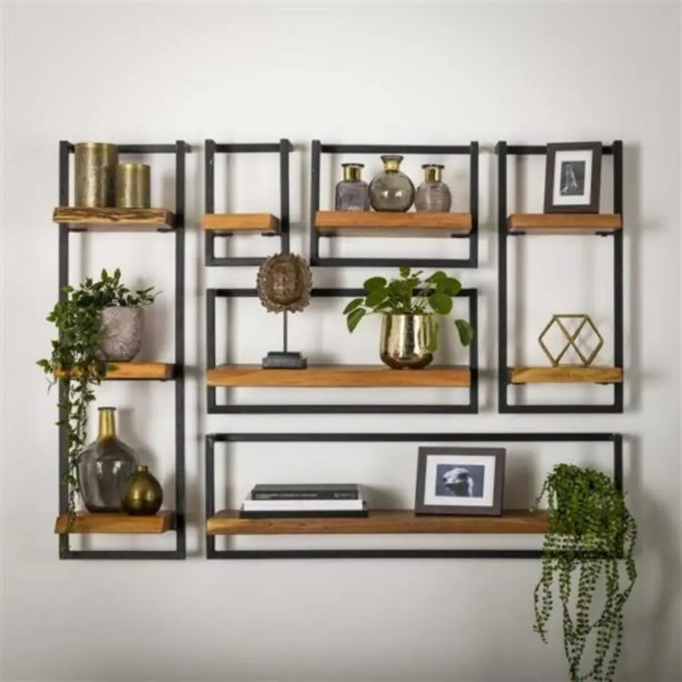 Kalfort Wandrek industrieel Stockton 6 - set van 3 - 25x100x100 cm