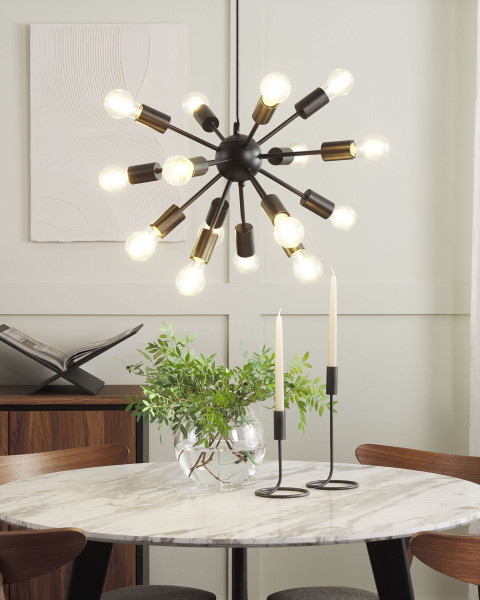 Lampa wisząca sufitowa glam 15-punktowa czarna