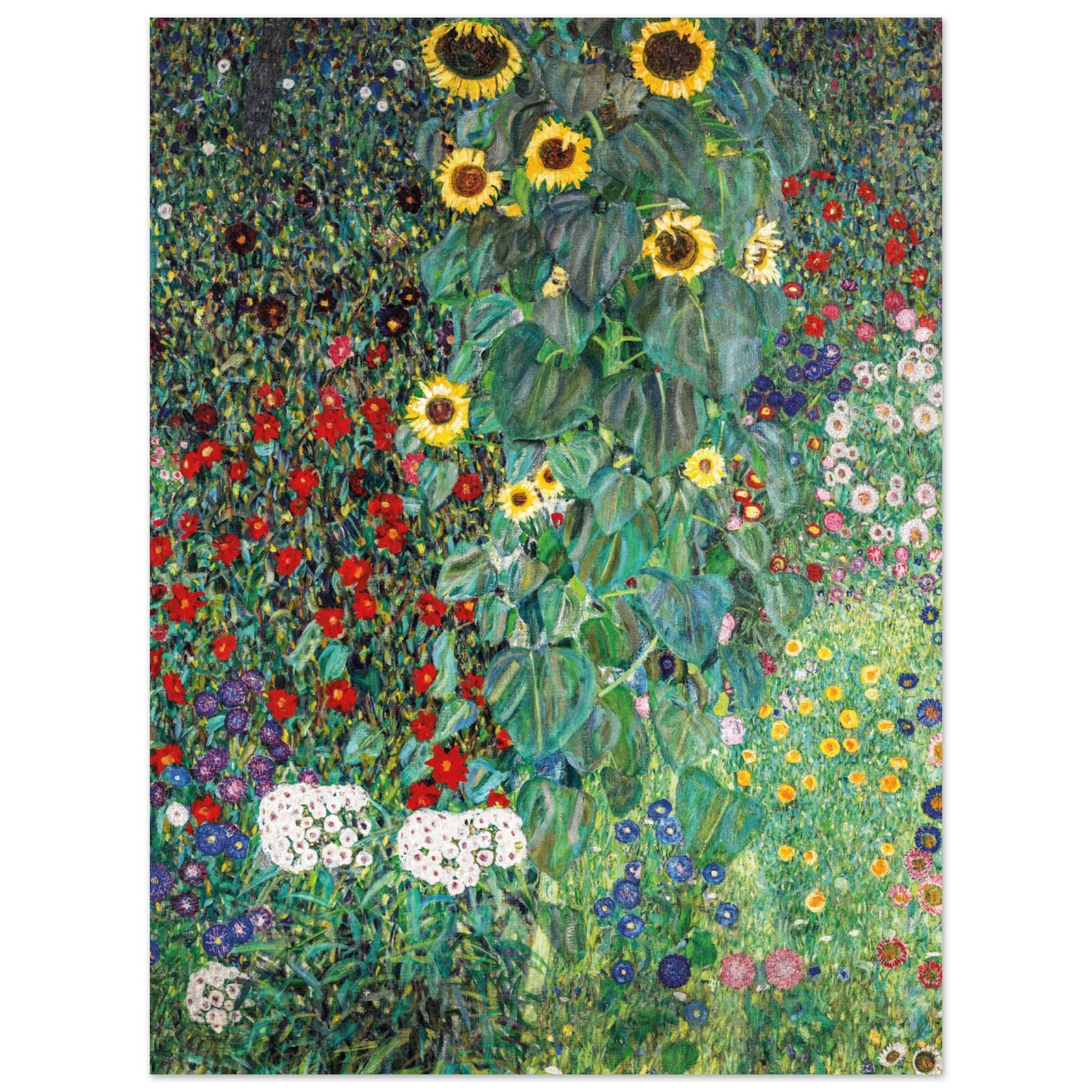 Artfulprints Poster Gustav Klimt - Country garden with sunflowers  - 30x40 cm - Donkergroen
