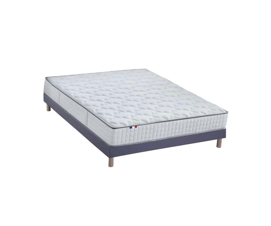 ENSEMBLE ODYSSEE - Ensemble matelas ressort mémoire forme sommier bleu 140x190