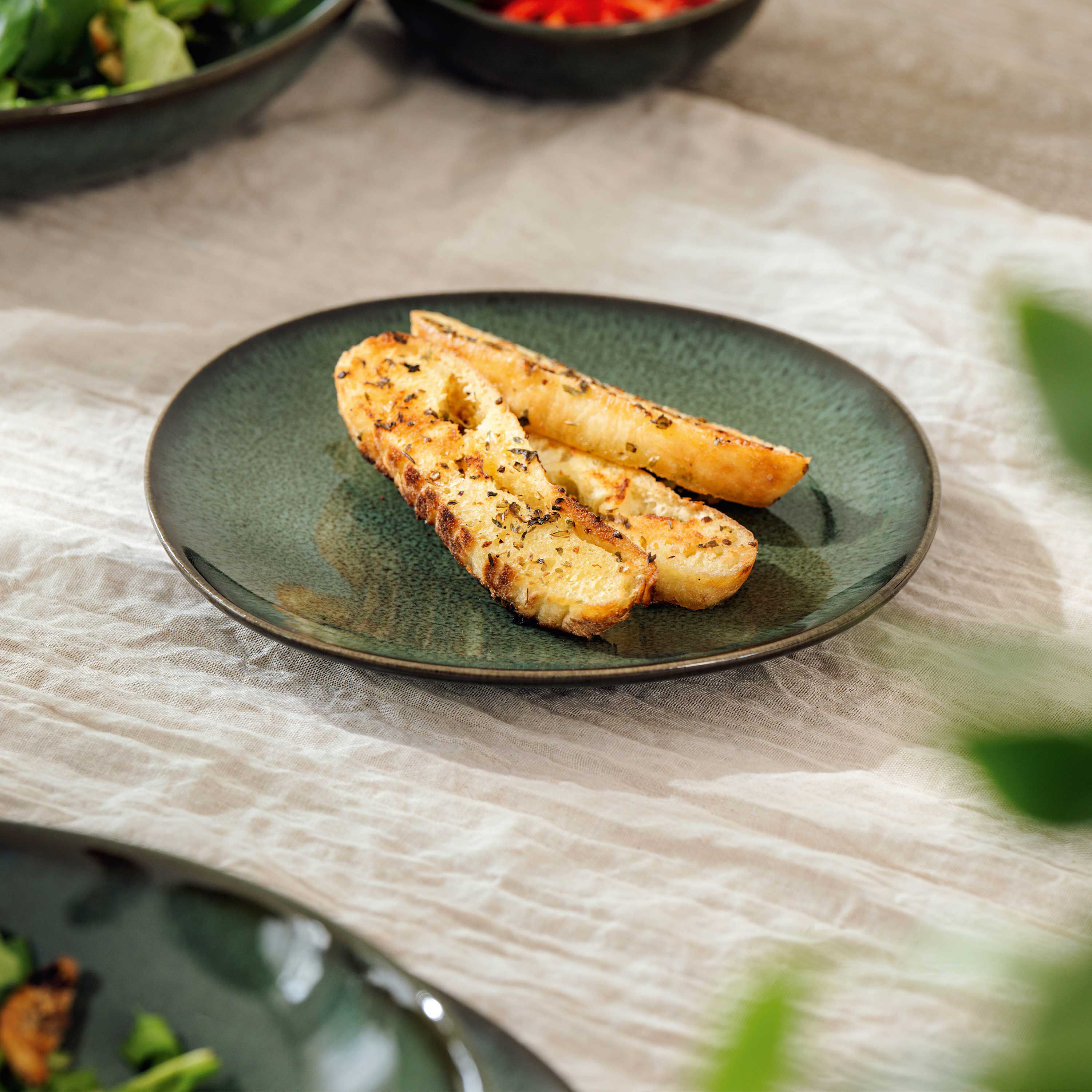 Lave Appetizer/ Bread Plate - Green, 6.9'' x 6.7'', stoneware