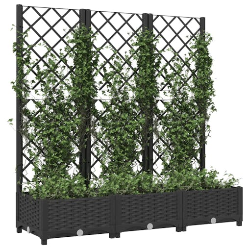 NNEVL Garden Planter with Trellis Black 120x40x121.5 cm PP