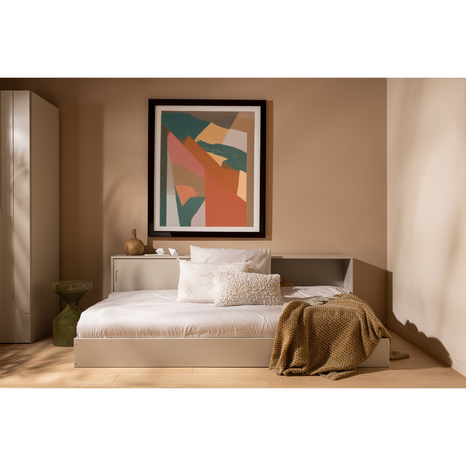 WOOOD Carter Bed - Grenenhout - Dust Beige - 90x200