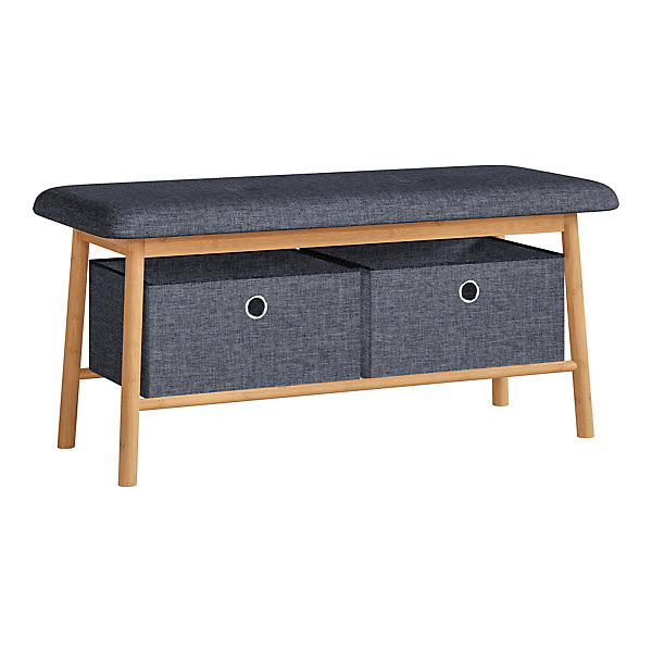 Banc à chaussures Vad bambou 90 x 30 x 45 cm naturel gris en.casa