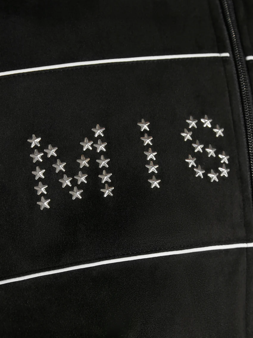 Star Faux Suede Track Jacket
