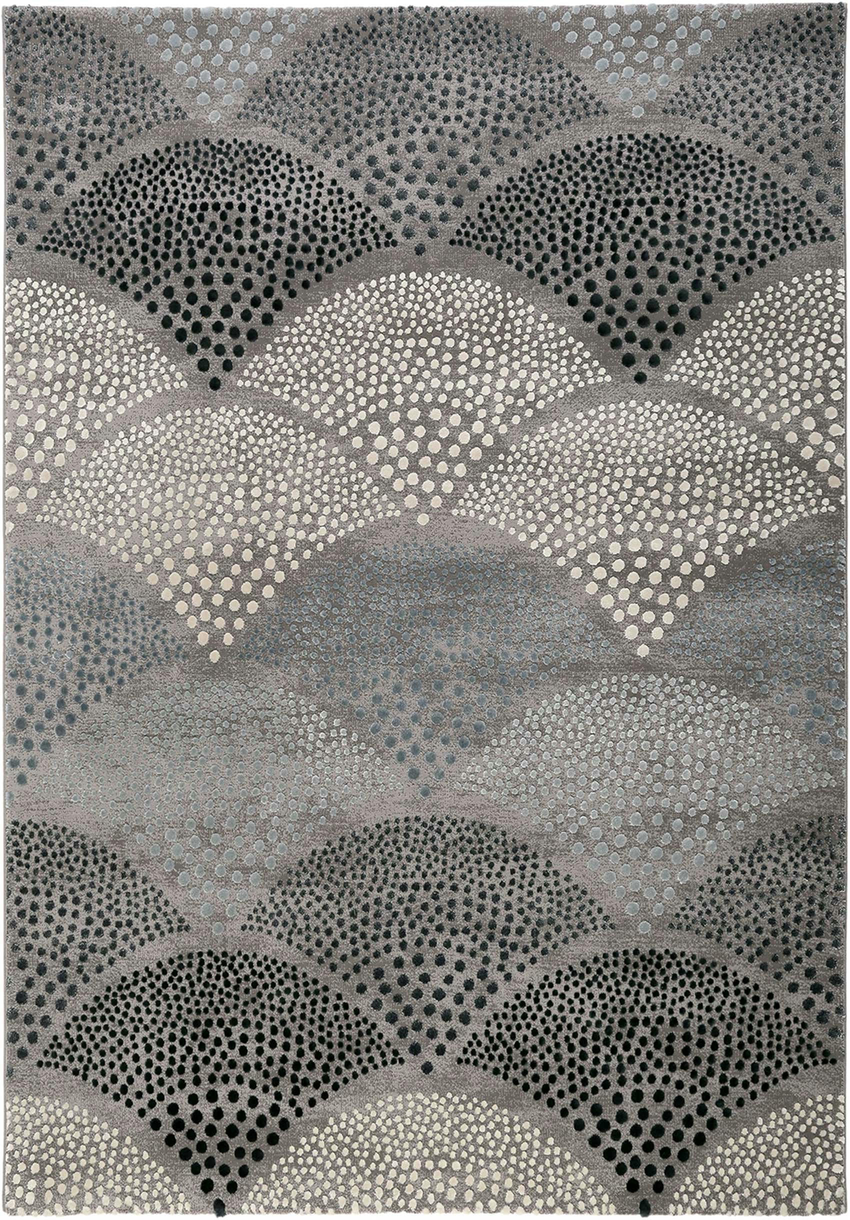 CHIMERA - Tapis motif rétro bleu pétrole gris 290x200