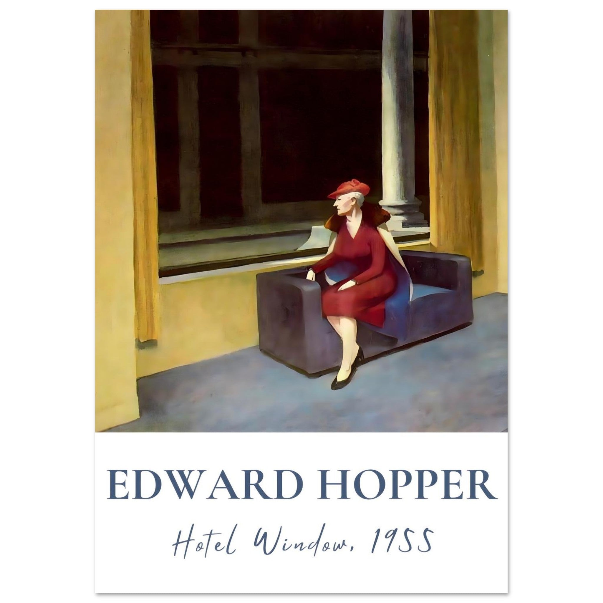 Artfulprints Poster Edward Hopper - Hotel window  - A4 21x29.7 cm - Meerkleurig