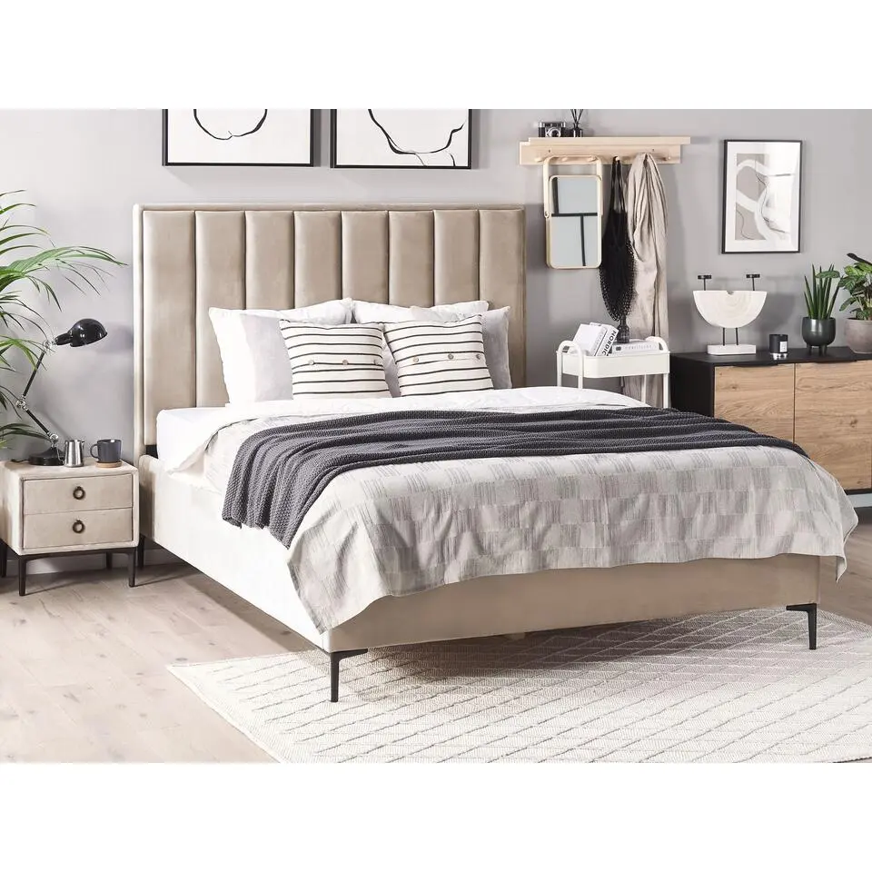 SEZANNE - Slaapkamerset - Taupe - 180 x 200 cm - Fluweel